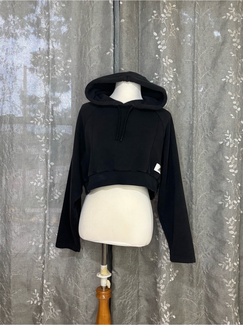 adidas Black Cropped Hoodie Sweater